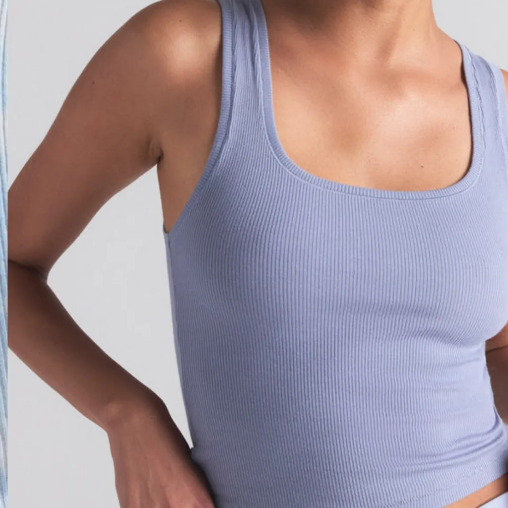 Skims Tank Gift Set Blue Cloud Cotyon Lounge Ribbed NEW With Gift Box! - Image 4