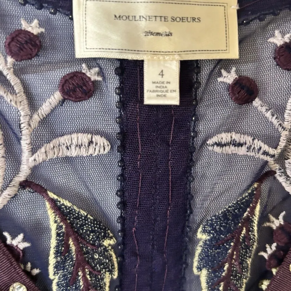 Moulinette Soeurs Anthropologie Alicante Dress 4 Multicolor Floral Embroidered - Image 9