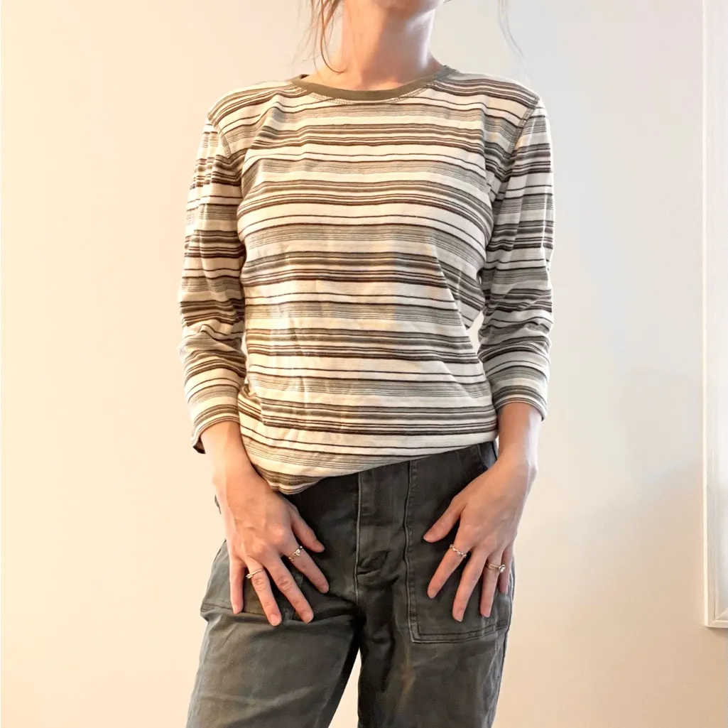Christopher & Banks Multicolor Striped Quarter Sleeve Top - Image 2