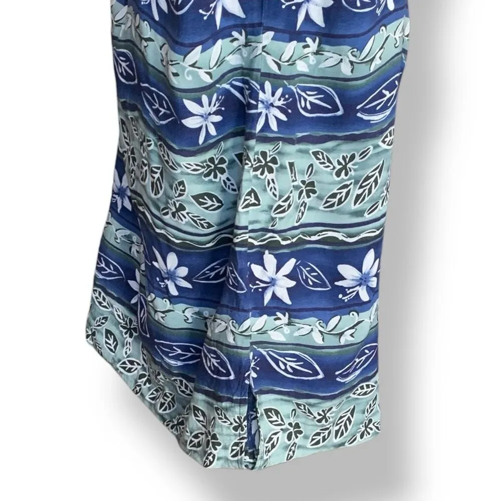 Vintage 90s Notations Maxi Dress Blue Green Floral Leaf Print Sleeveless Small - Image 6