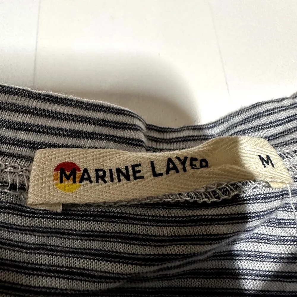 Marine Layer Tank Top Striped Pattern Sleeveless Open Back Black White Medium - Image 2