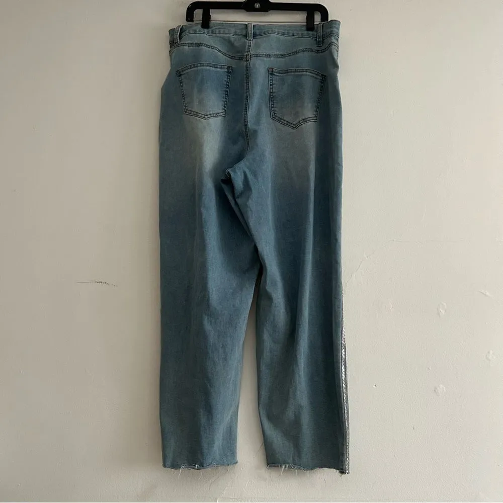 Patrick Starr Fashion to Figure Turn Up High Rise Rhinestone Jeans Sze 14 - Image 6