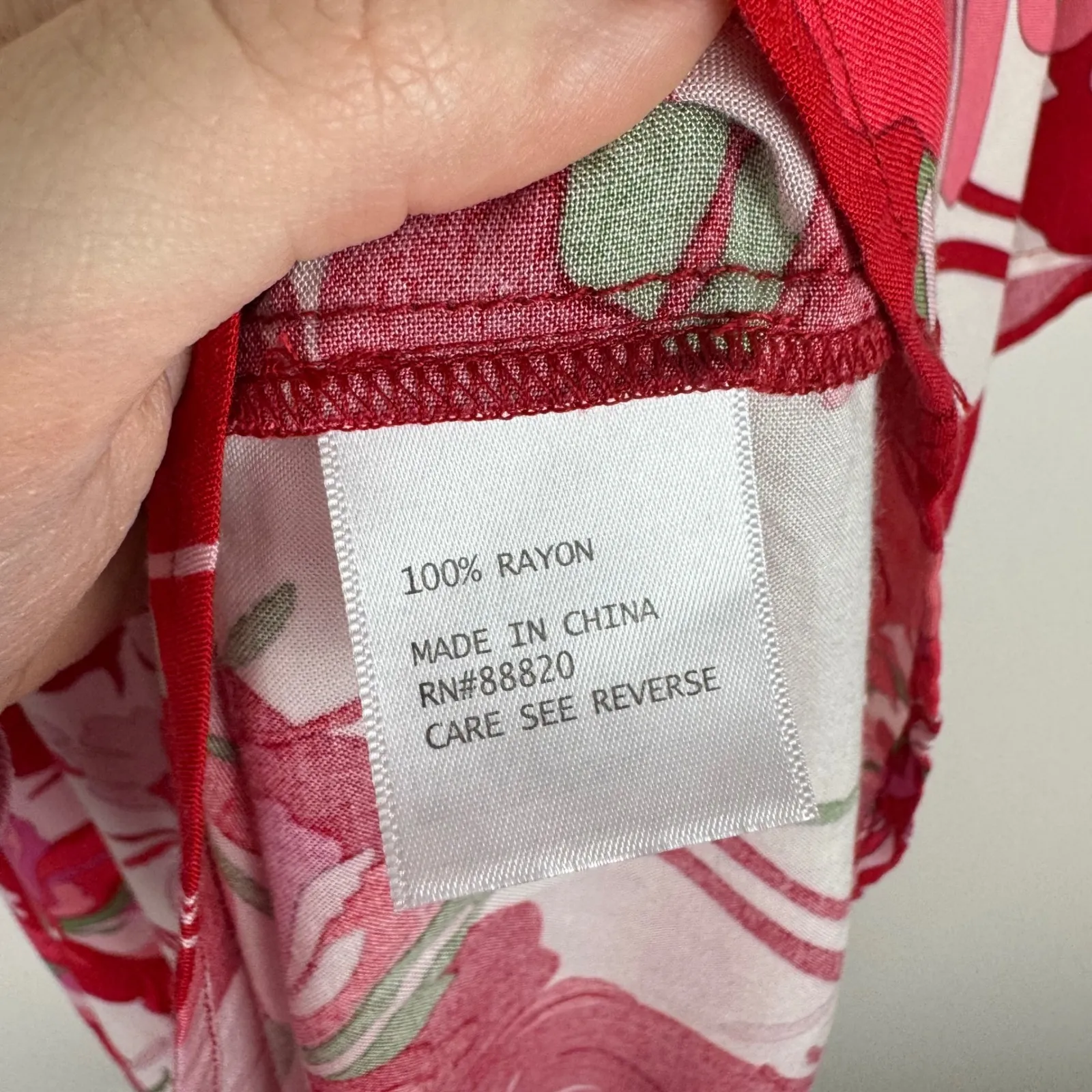 Rachel Zoe Floral Print Blouse‎ Women's Size 1X Red Off Shoulder Tropical Beachy - Image 5