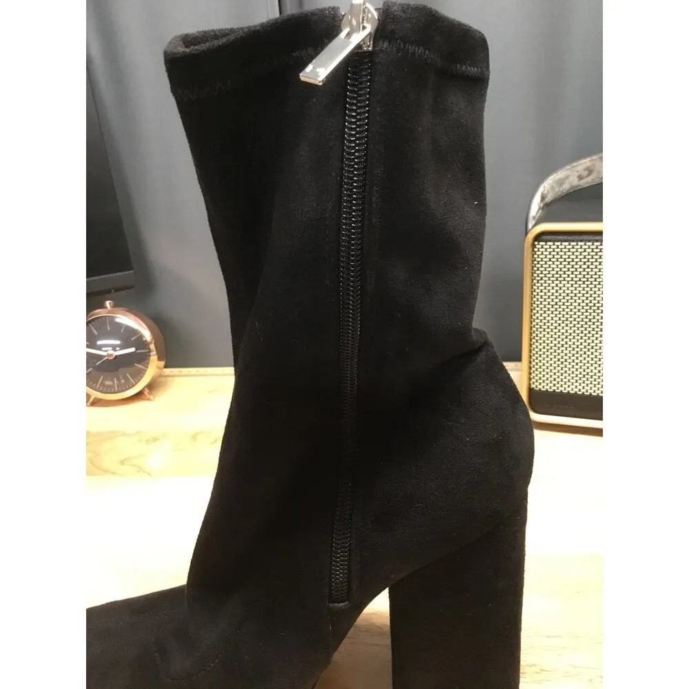 Marc Fisher Ankle Boots Women's 9M Black Suede Side Zip Pointed Toe Block Heel - Image 7