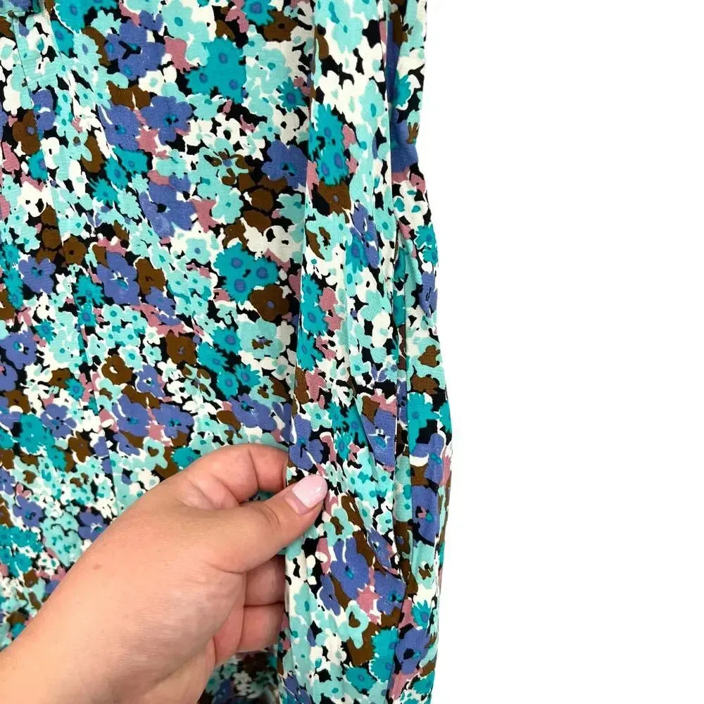 Zara Blue Floral Print Collared Romper Playsuit Blogger Fav Size XS Missing Belt - Image 7