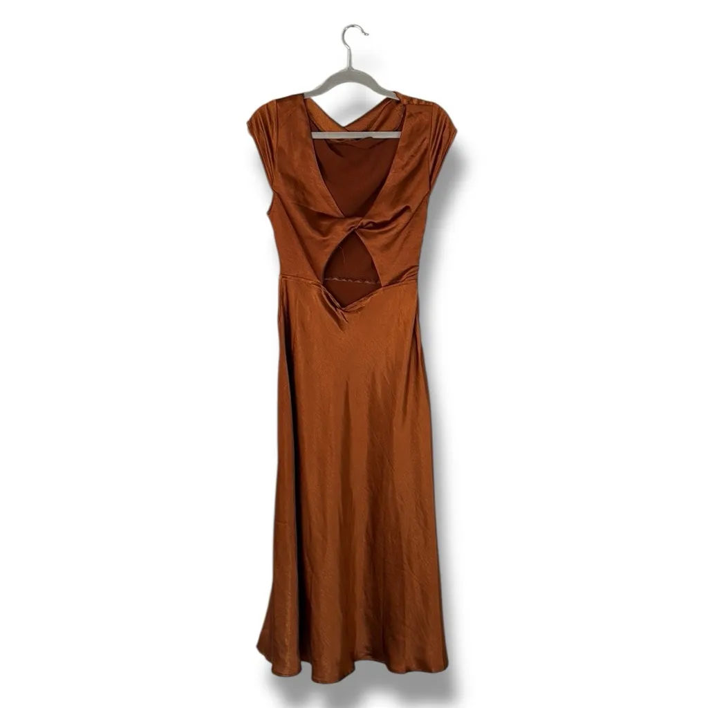 Hello Molly ‎ GET IN FORMATION SATIN MIDI DRESS BROWN - Image 6