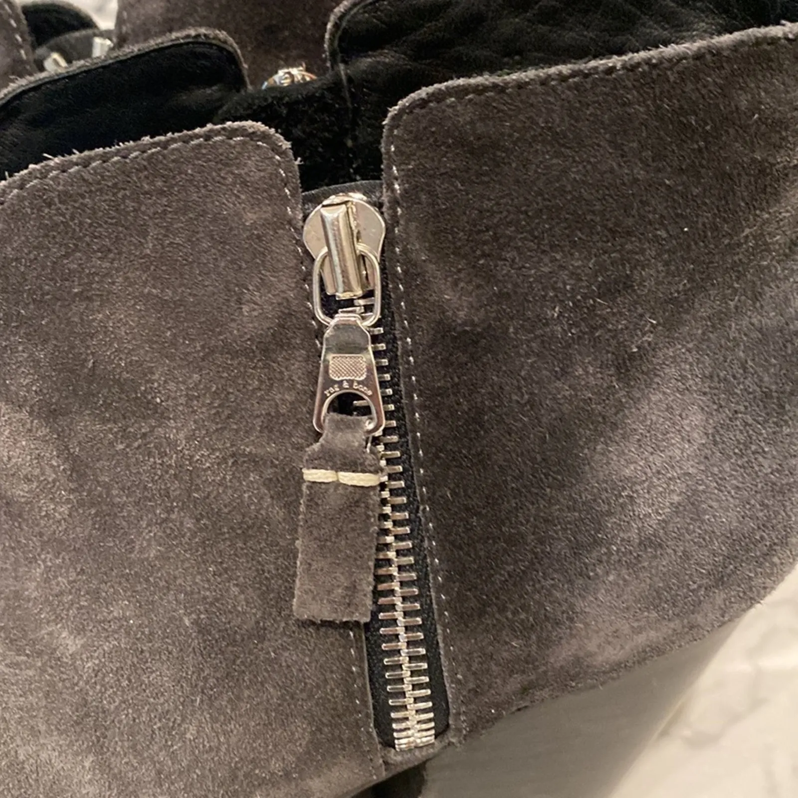Rag & Bone Margot Suede Ankle Boots stacked heel silver zipper accents size 9 - Image 12