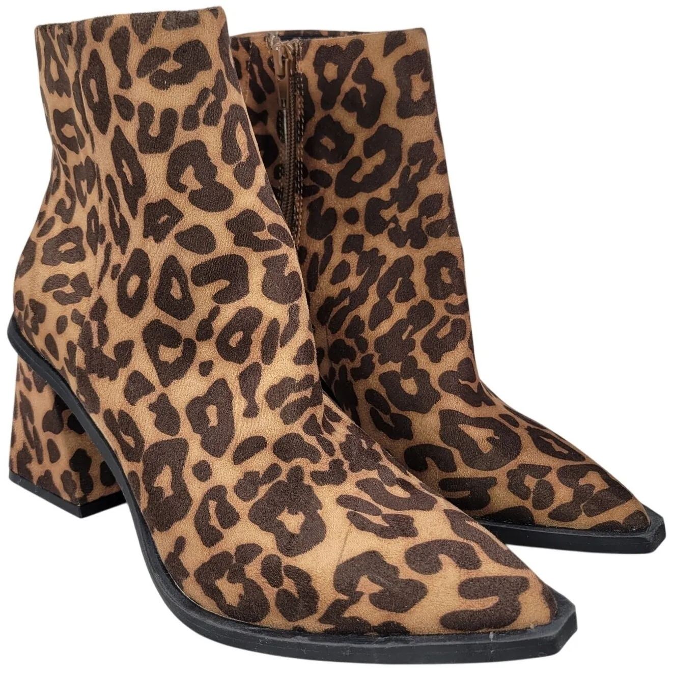 BP Loren Leopard Print Ankle Boots Block Heel Pointed Toe‎ Side Zip Closure 6 - Image 11