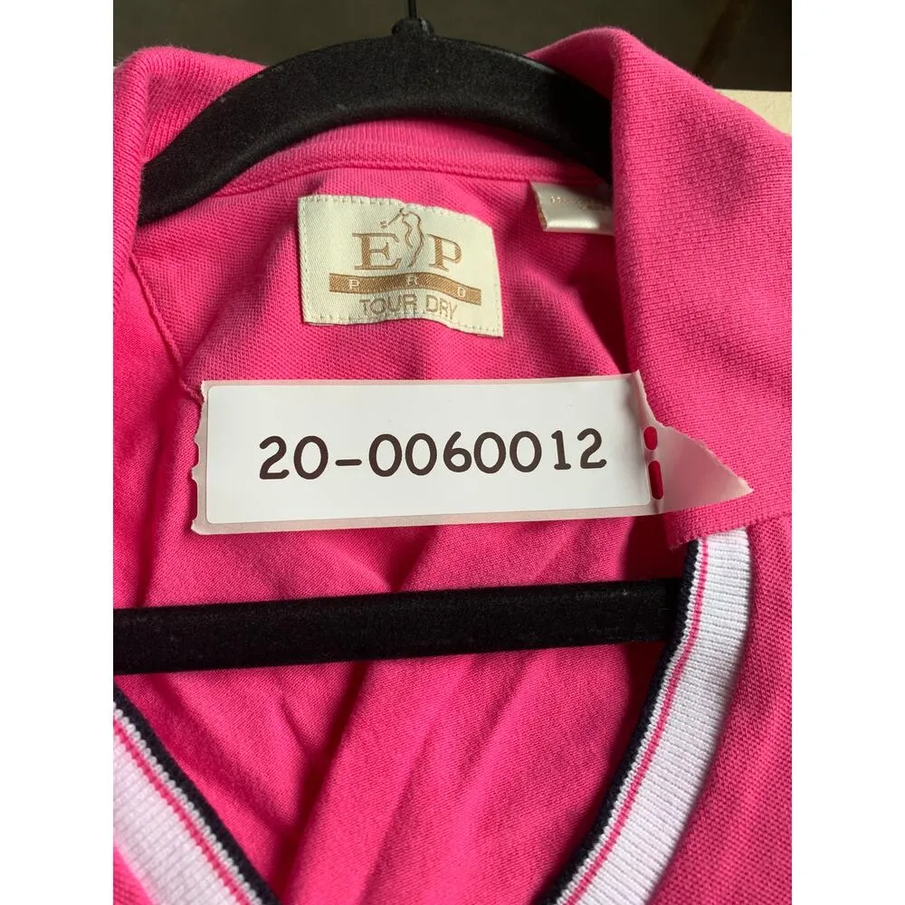 EP Pro Shirt Womens Small Pink Tour Dry V-Neck Collared Polo Top Golf Cotton - Image 3