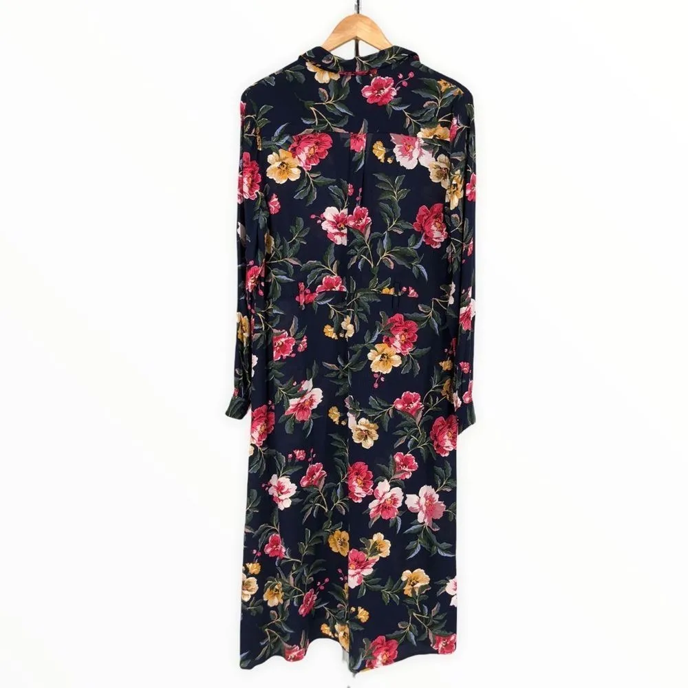 Joules Aurelie Blue Floral A Line Button Down Midi Dress NWT size 6 Long Sleeves White - Image 7