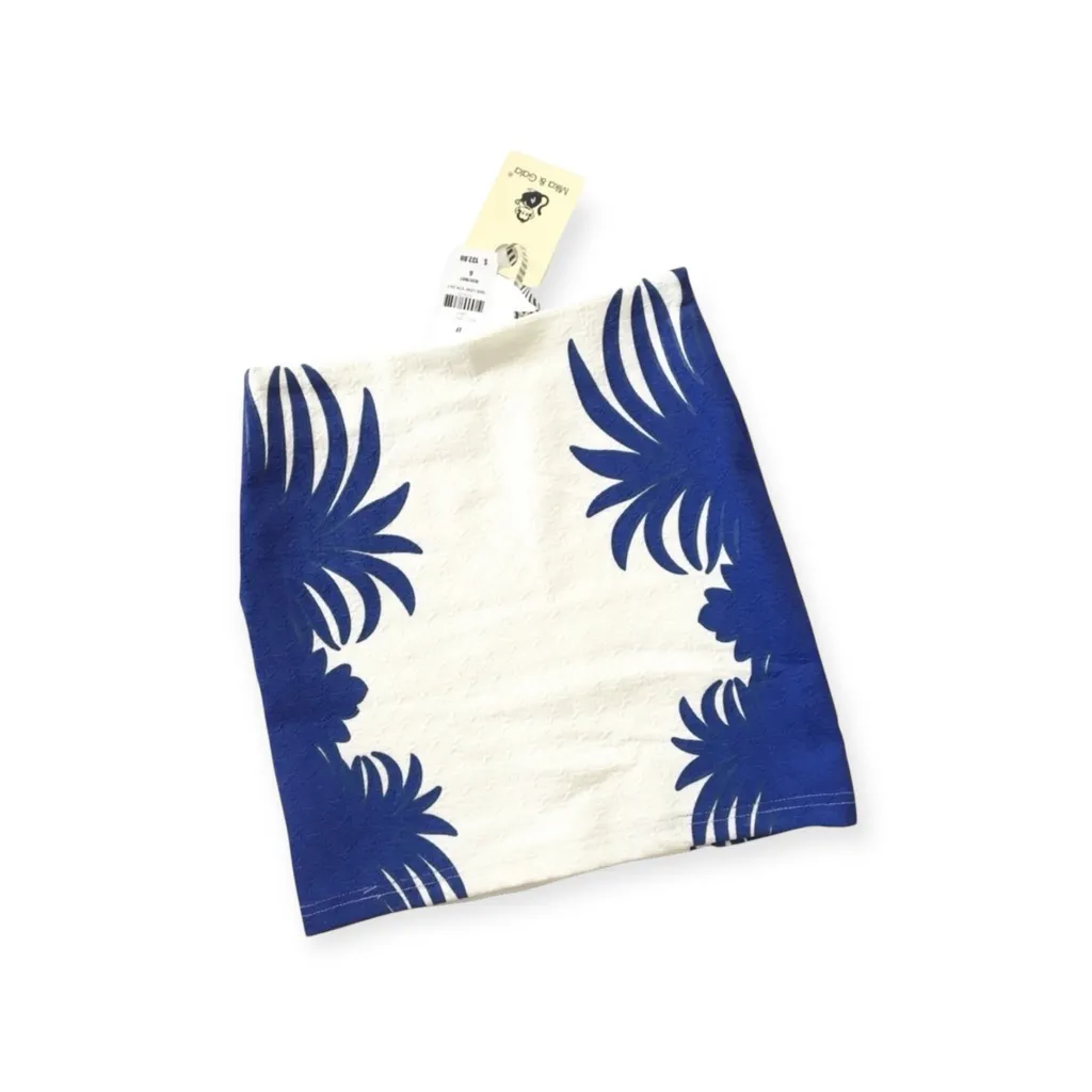 new LF Mika & Gala ༄ Textured Leaf Print Mini Skirt ༄ Jewel Tone Cobalt + White - Image 9