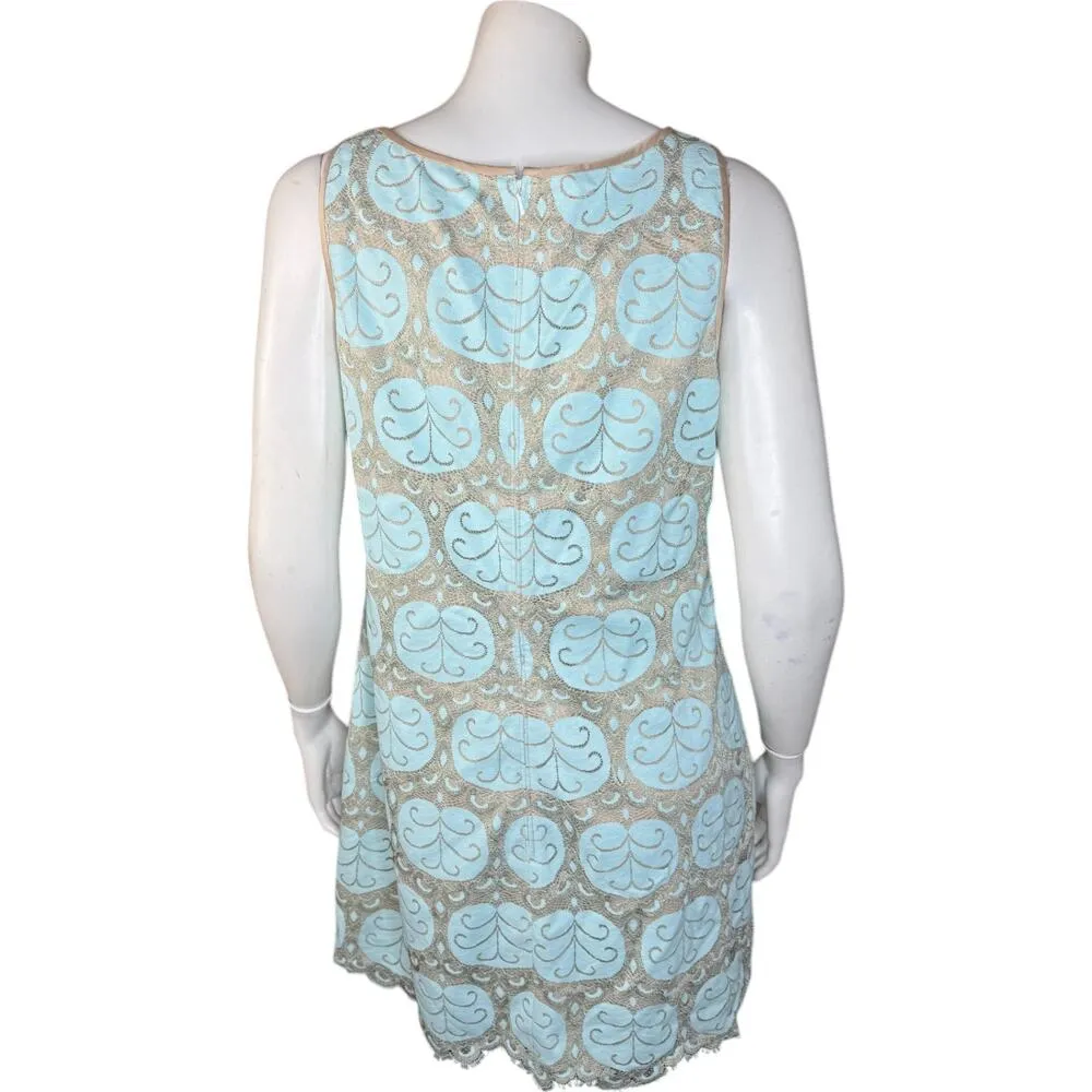 Lilly Pulitzer Dress Size 8 Nadine Lilly Lace Whisper Blue V Neck Shift Minid - Image 6