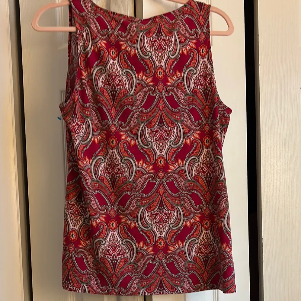 Ann Taylor vibrant fuschia & orange Sleeveless Tank Top. Size Large - Image 3