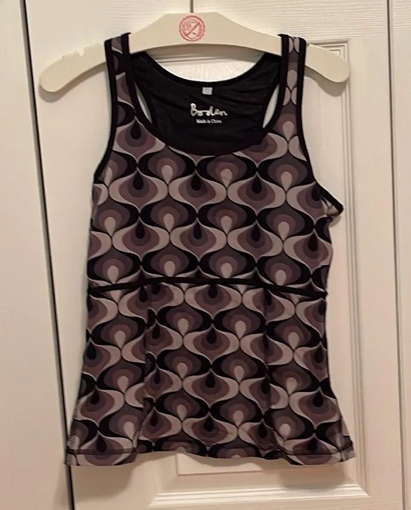 Boden Geometric Printed Structured Workout Tank Black Size 8 - Image 2