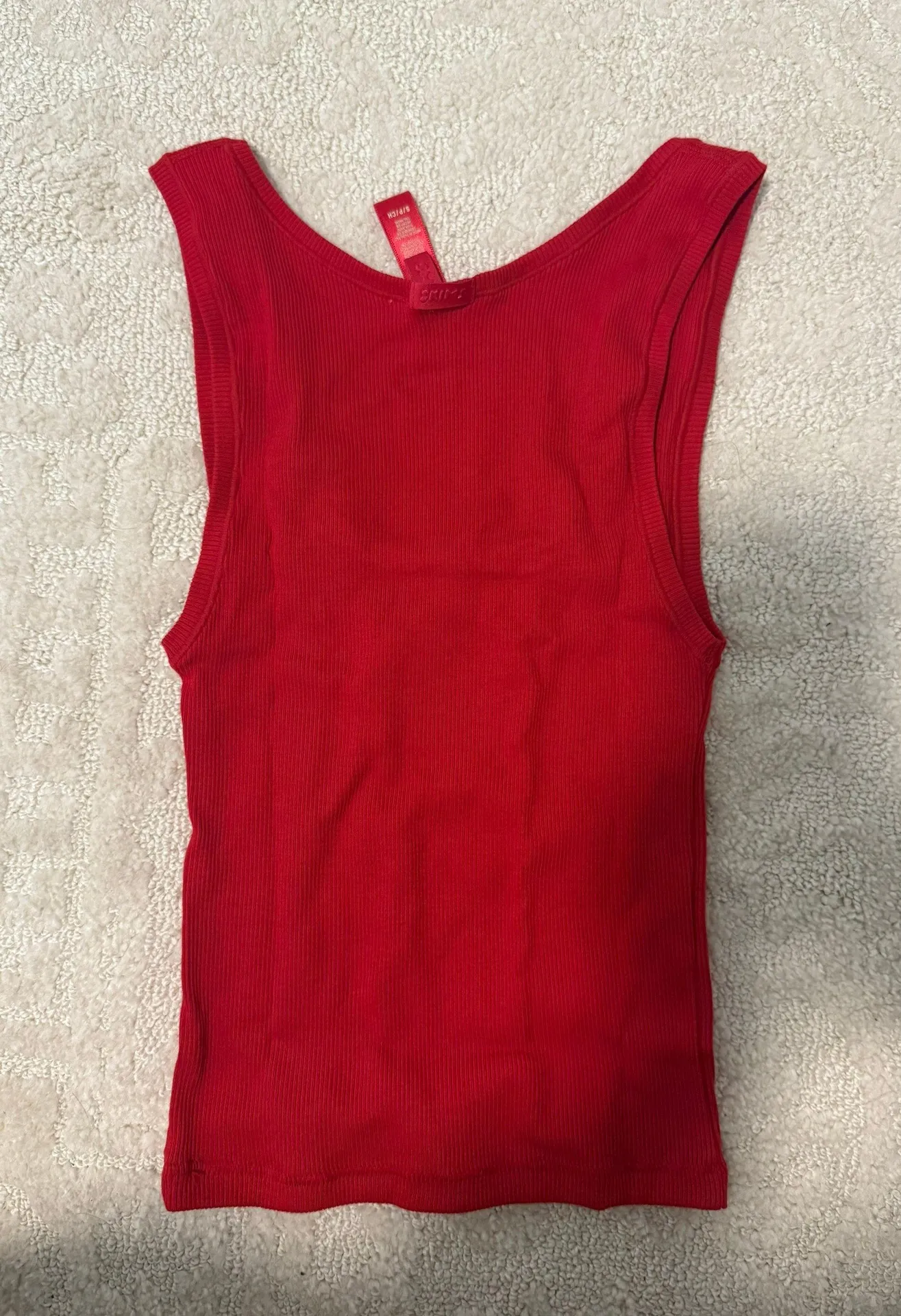 Red Cotton Rib Tank - Image 3