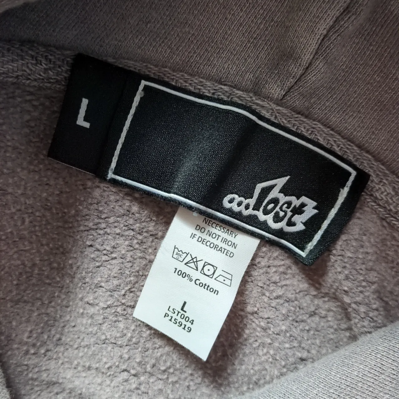 Lost Vintage Grey Hoodie Sweatshirt Size Large Gray - Image 4