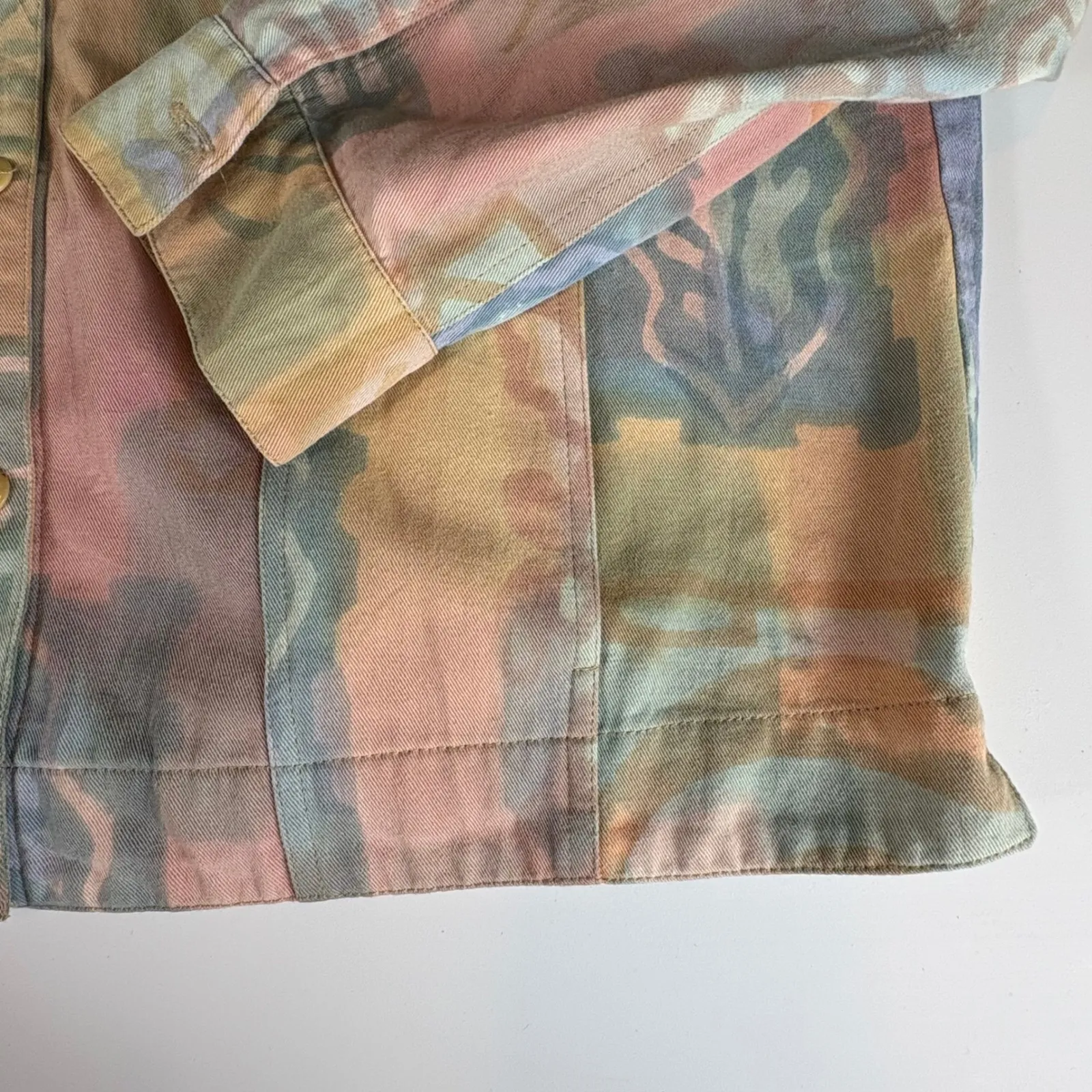 Orvis XL‎ Vintage Pastel Print Cotton Button Down Shirt Jacket Abstract Art - Image 3