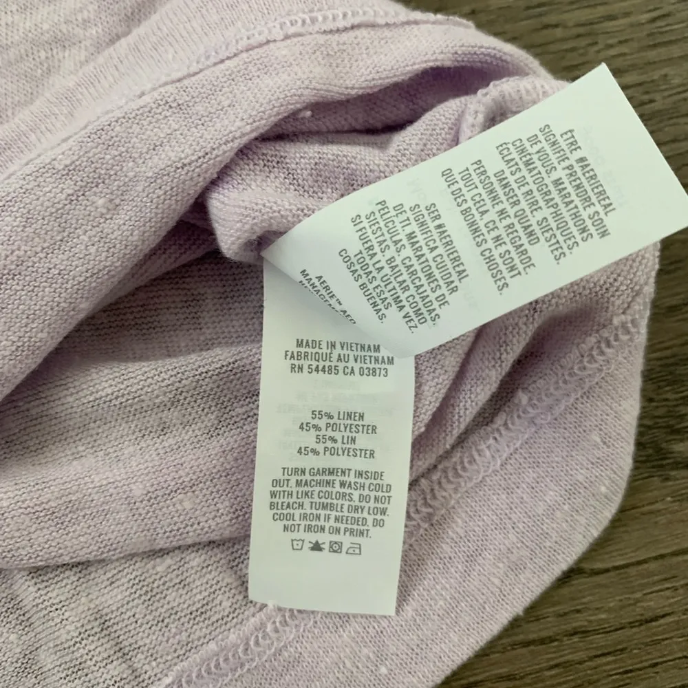 Aerie ‘Shore Thing’ Linen Blend Lightweight T-shirt - Size XS - Lavender‎ - NWT - Image 8