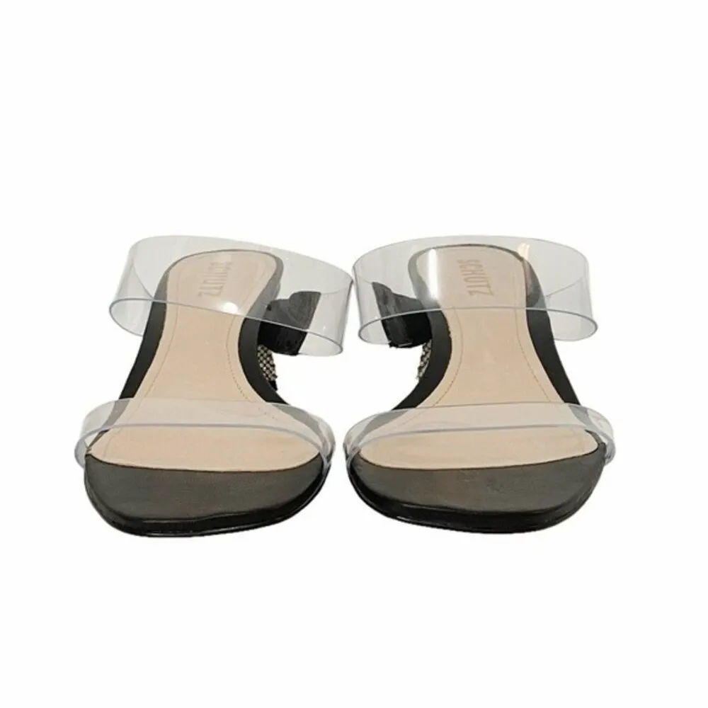 NEW Schutz Shoes Ariellen Low Clear Strap Rhinestone Heel Sandal Mule Size 8.5 - Image 8