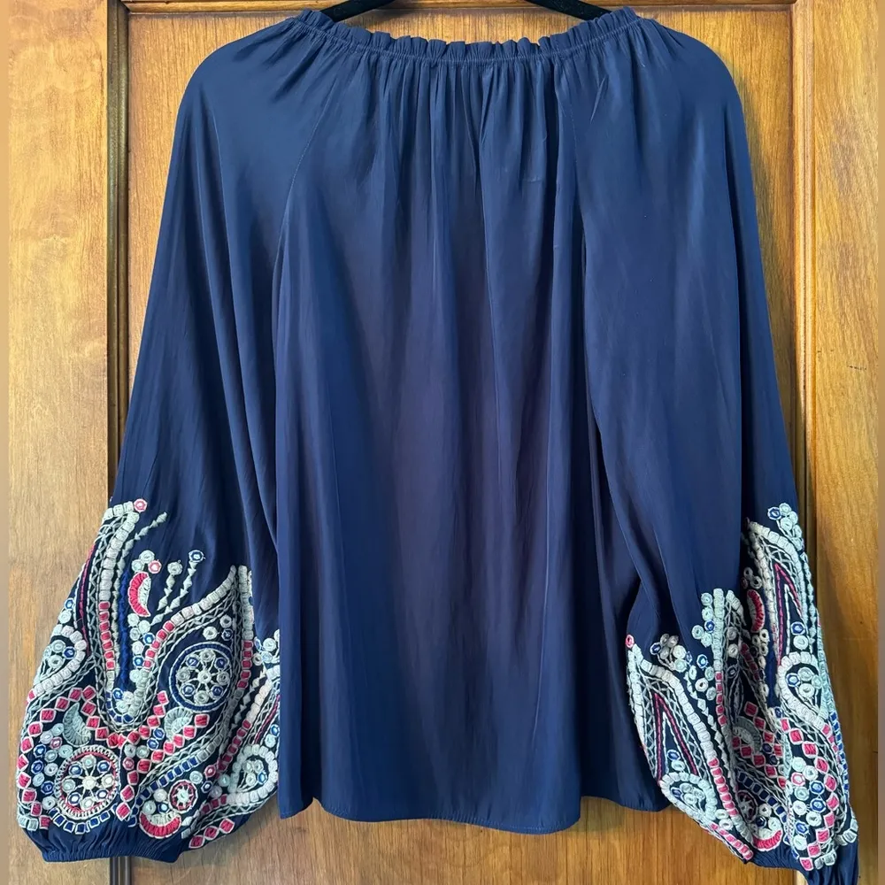Ramy Brook Shanese Embroidered Blouse- Size Small - Image 4
