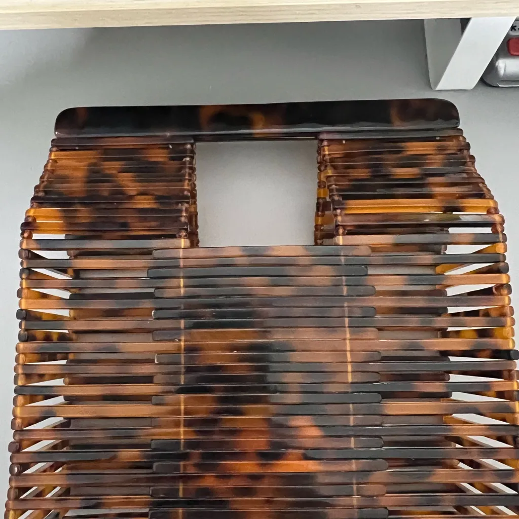 Tortoiseshell Acrylic Cage Handbag Top Handle  Structured Purse - Image 2