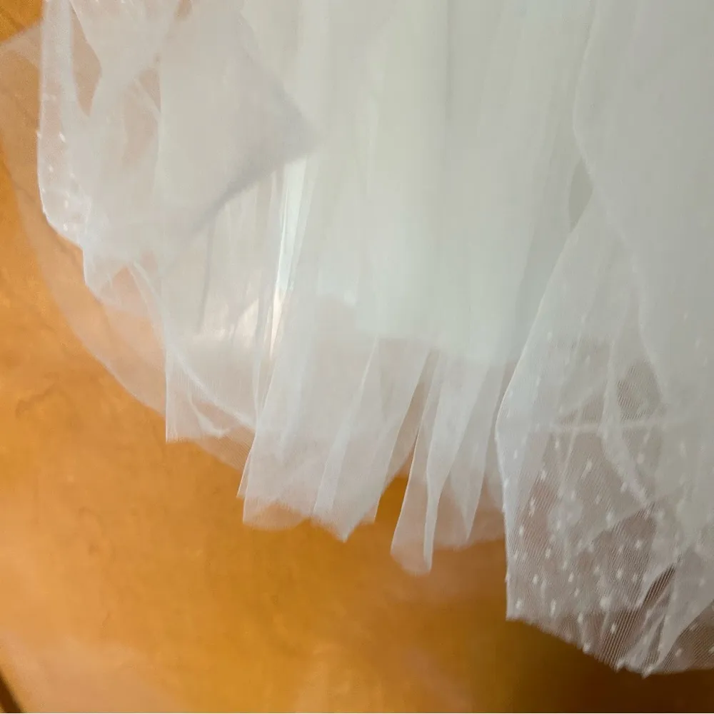 Instant Perfection White Swiss Dot Mesh Strapless Mini Dress Size Medium - Image 8