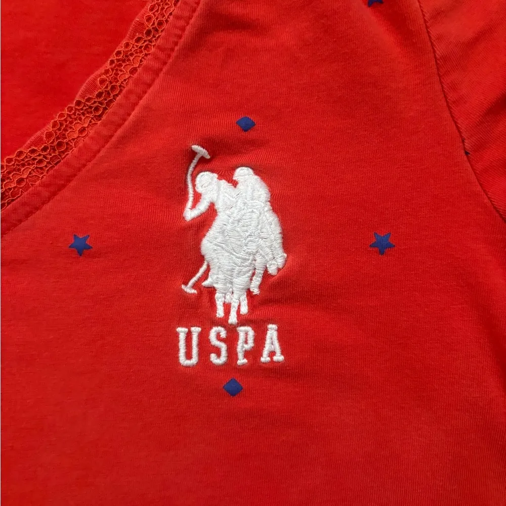 U.S. Polo Red/Orange Short Sleeve T-Shirt Size L - Image 4