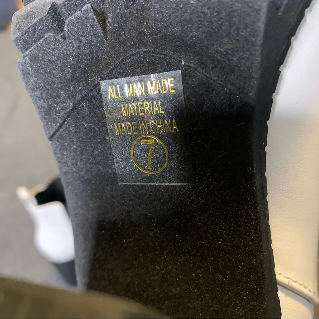 Soda White Chunky Heel Boots - Image 8