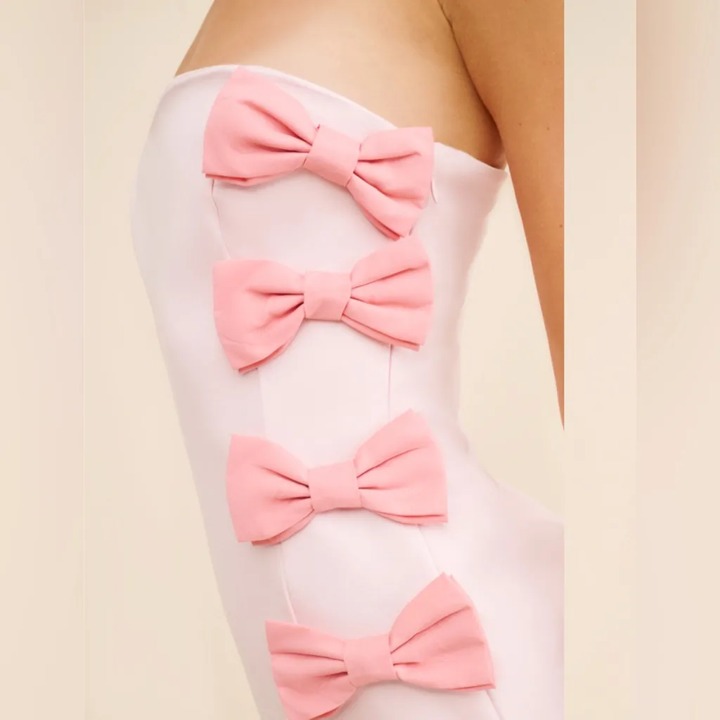 BHLDN Lia Strapless Bow Midi Dress in Pink Sz Medium‎ $220 - Image 3