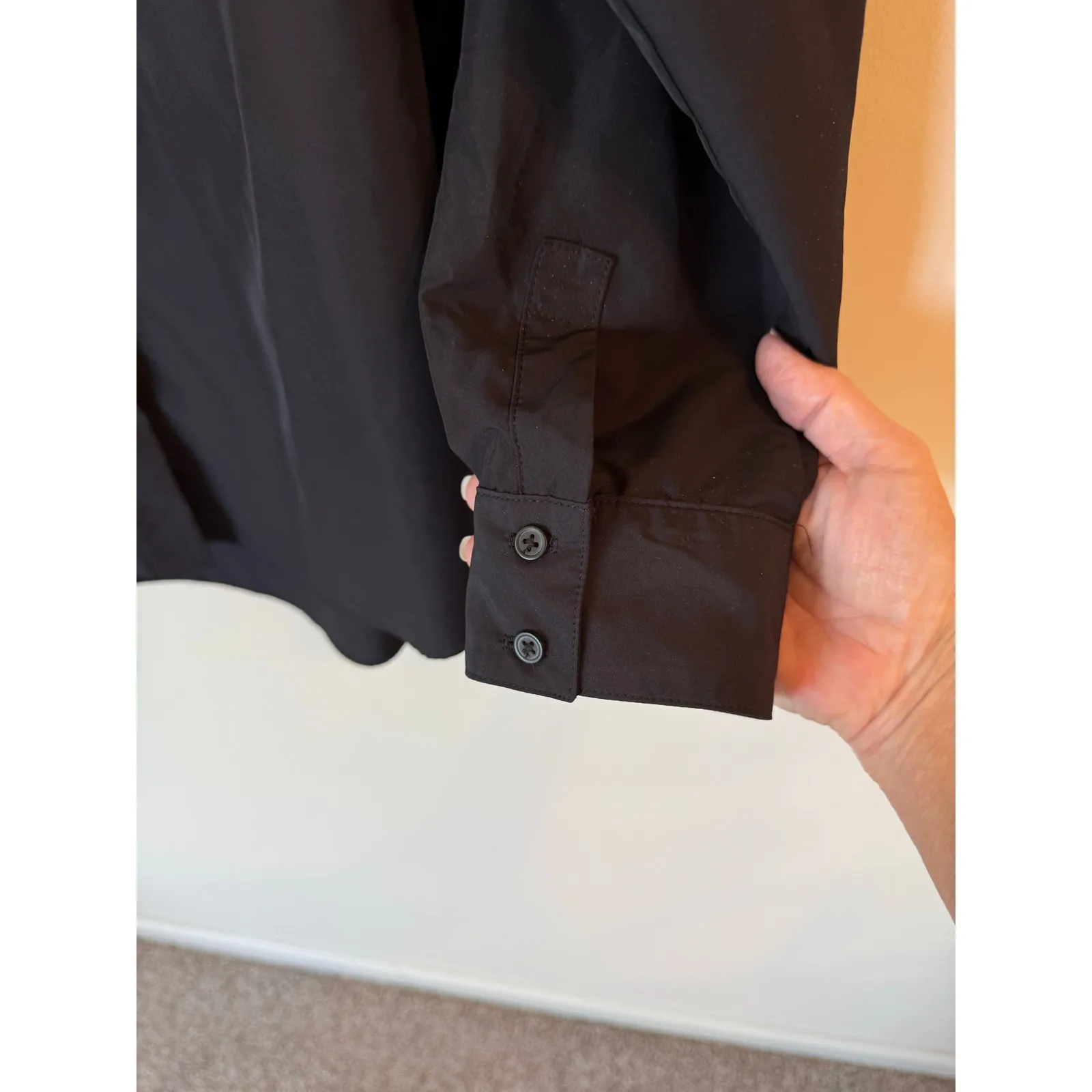 Express Long Sleeve Poplin Boyfriend Portofino Shirt Black Women's Size Medium - Image 5