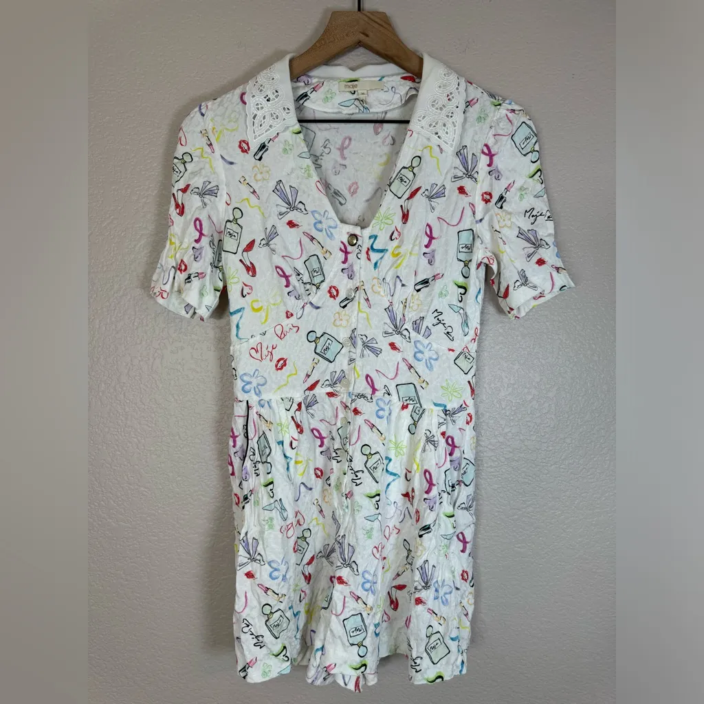 Maje Icake Printed Lace Collar Romper size 36 4 US - Image 3