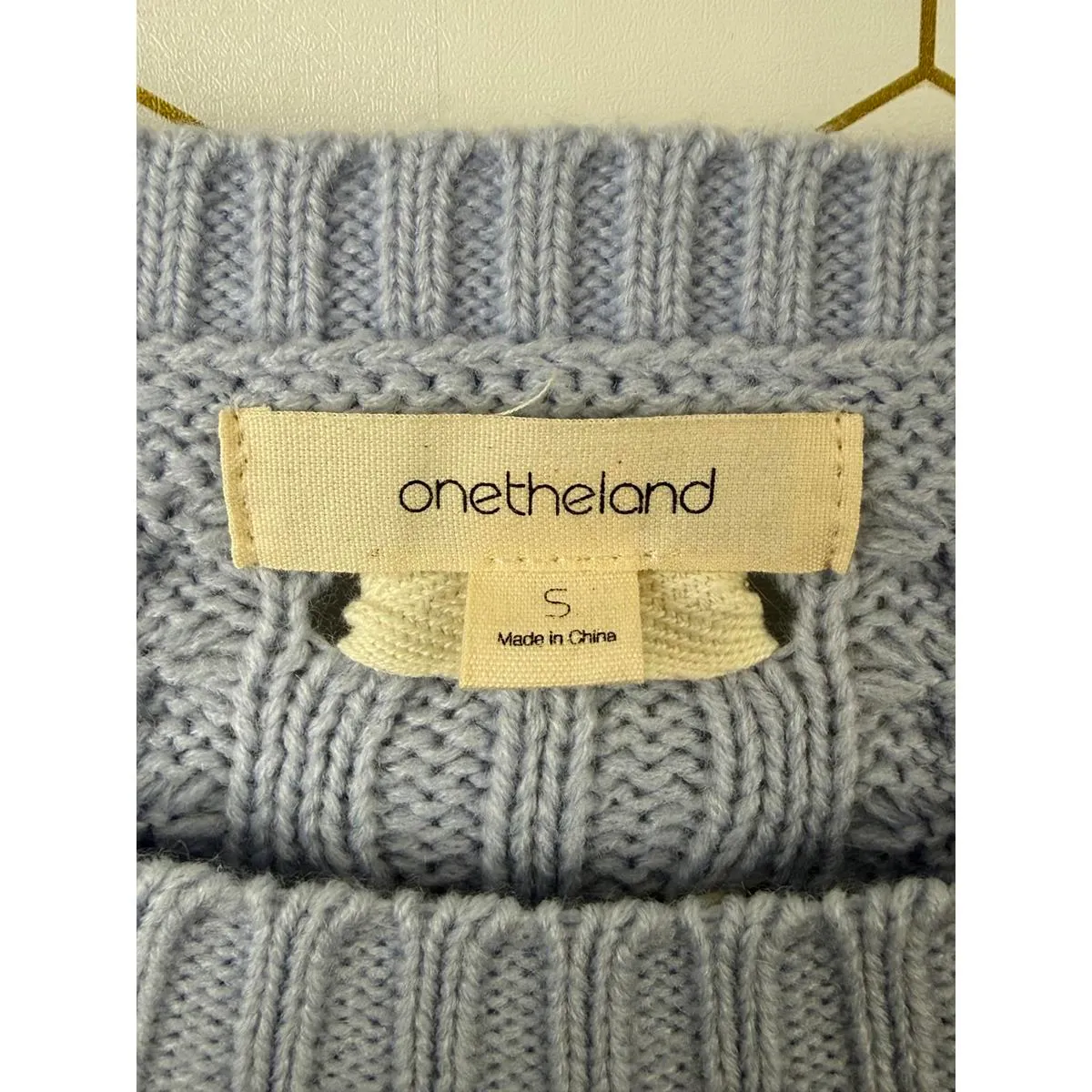 One The Land Lace Up Cable Knit Crewneck Sweater - Image 4