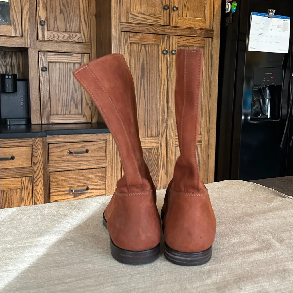 Vintage Eddie Bauer Suede Pull On Mid Calf Boots Brown Cognac - Image 4