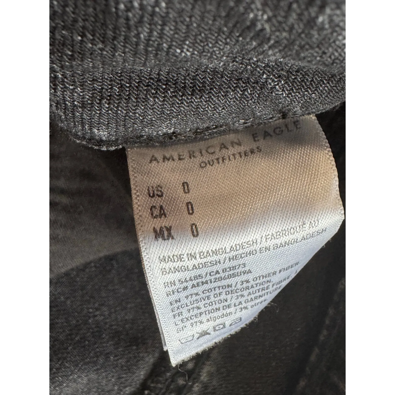 American‎ Eagle black denim jean shorts size 0 - Image 2