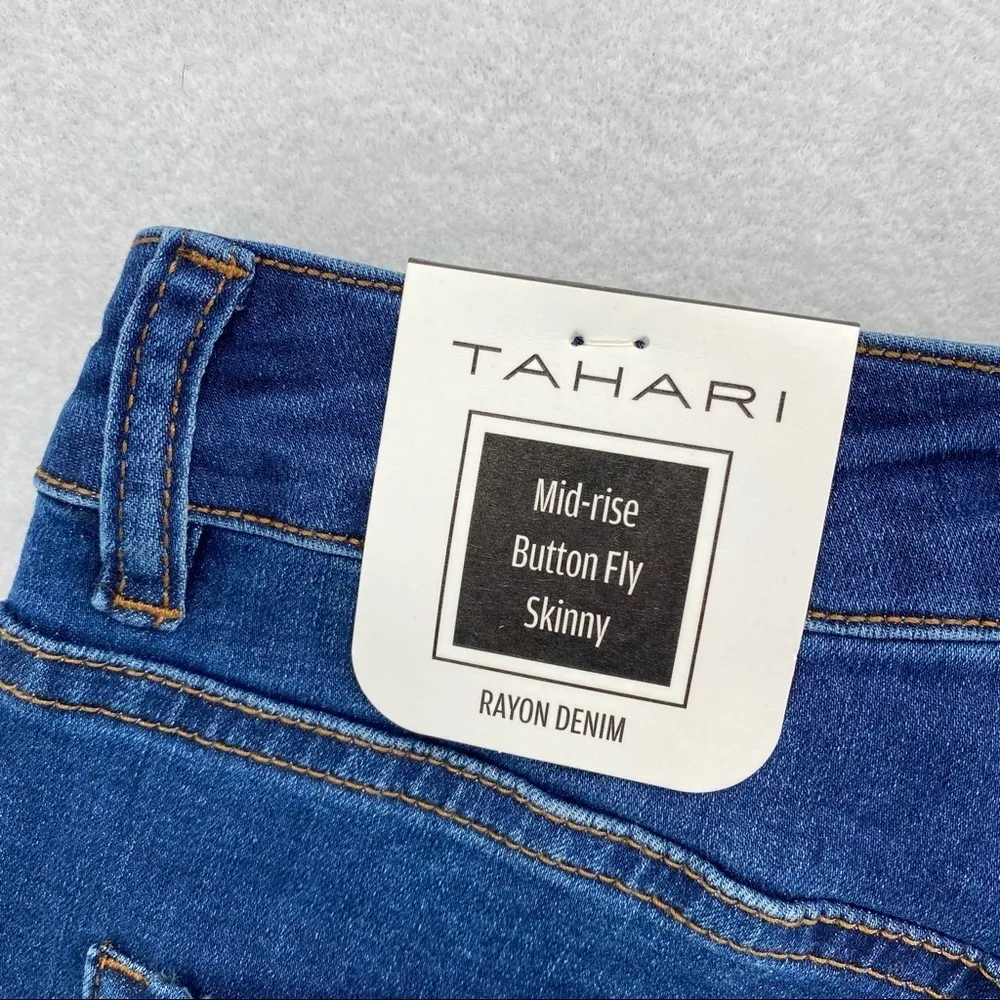 Tahari Mid‎ Rise Button Fly Skinny Leg Crop Jean - Image 9
