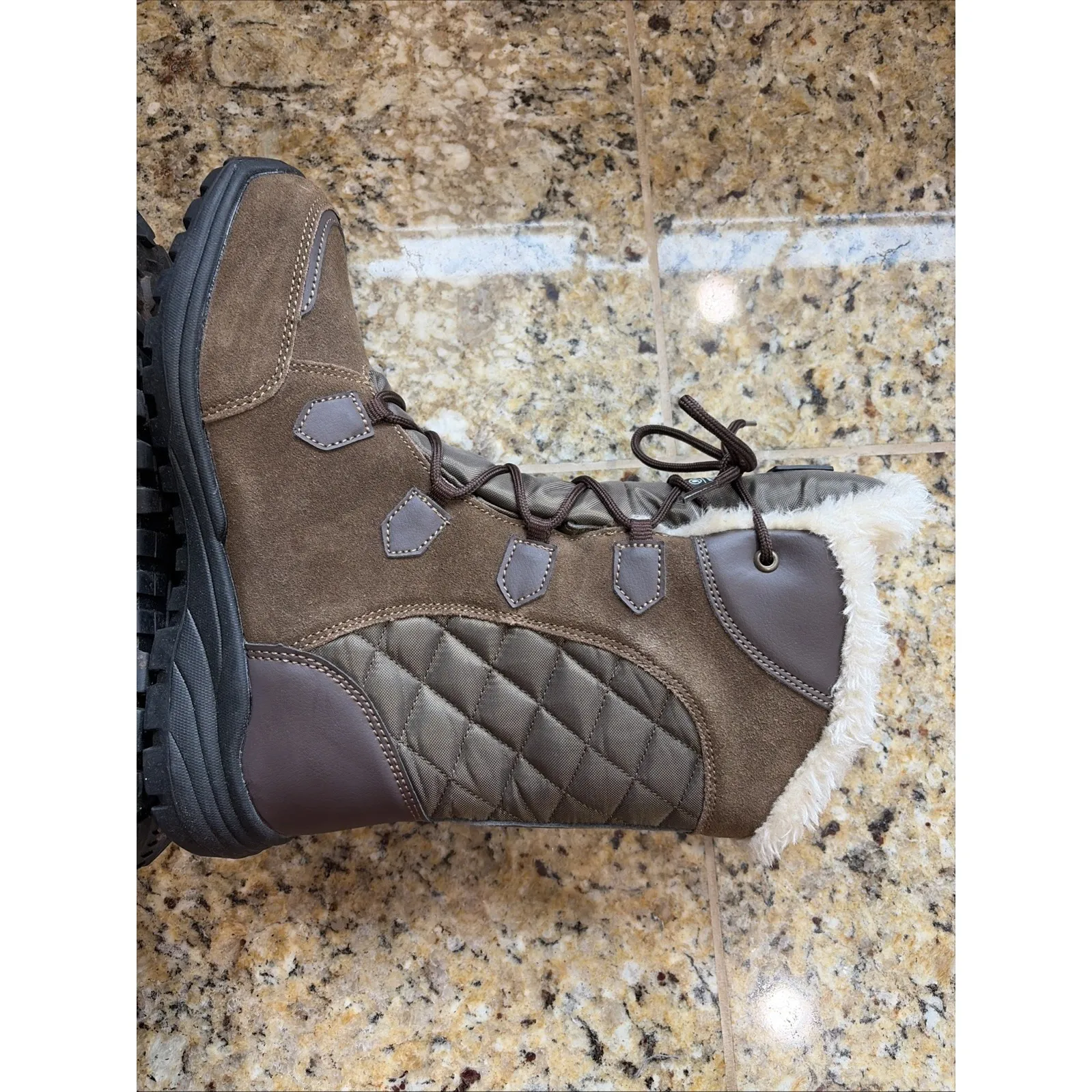 Natural Reflections Brown Leather Hiking Waterproof Outdoor Snow Boots Womens 10 - Image 4