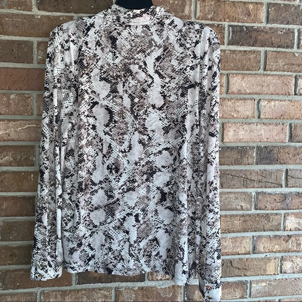 Calvin Klein Snakeskin Long Sleeve Blouse Shirt - Image 7