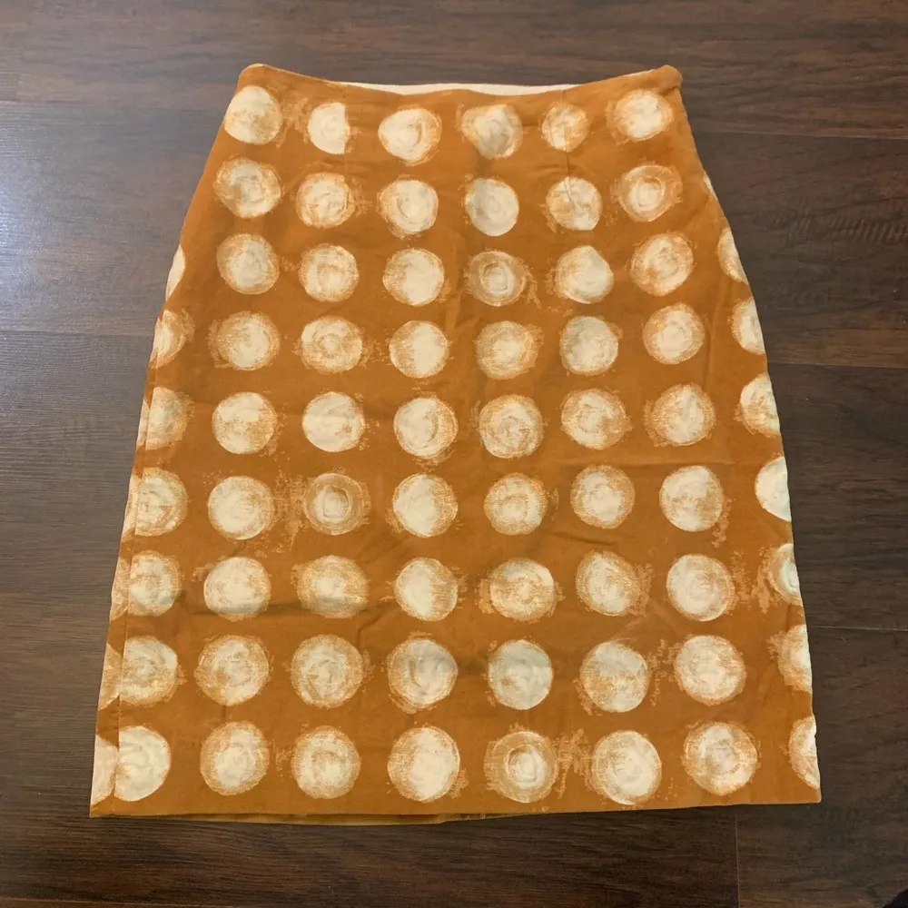Maeve Anthropologie Corded dots orange & cream velvet midi skirt size 6 - Image 3