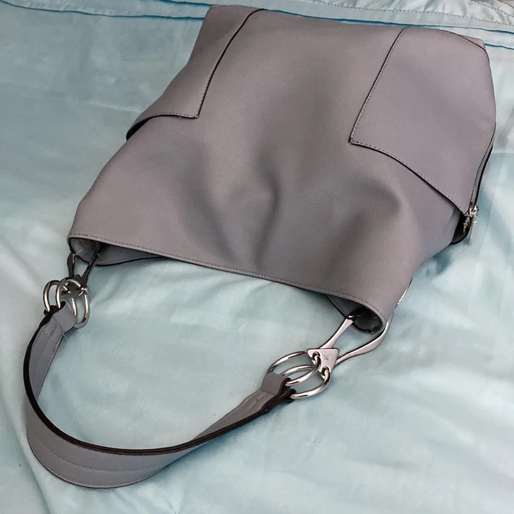 Pebbled Leather Soft Blue Gray bag. Luxury bag - Image 2
