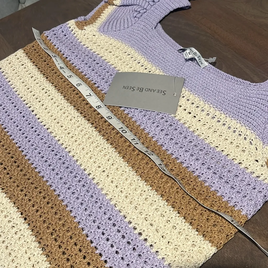 Stylish Lavender and Tan Women's Casual Top Purple Size M - Image 3