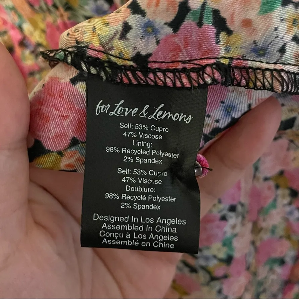 For Love & Lemons Paulina Mini Dress ASO Ariel Winter Pink Floral Puff Sleeve XS - Image 8