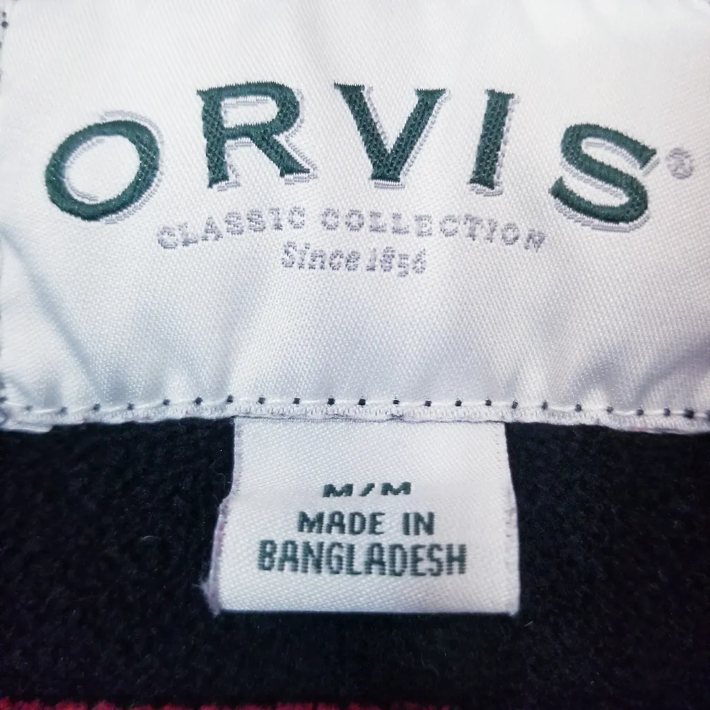 Orvis Red and Black Flannel Plaid Shirt Shacket Fleece Lined - Image 3