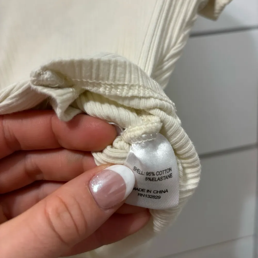 Privacy Please  Cream Ribbed Belted Tee - Image 8