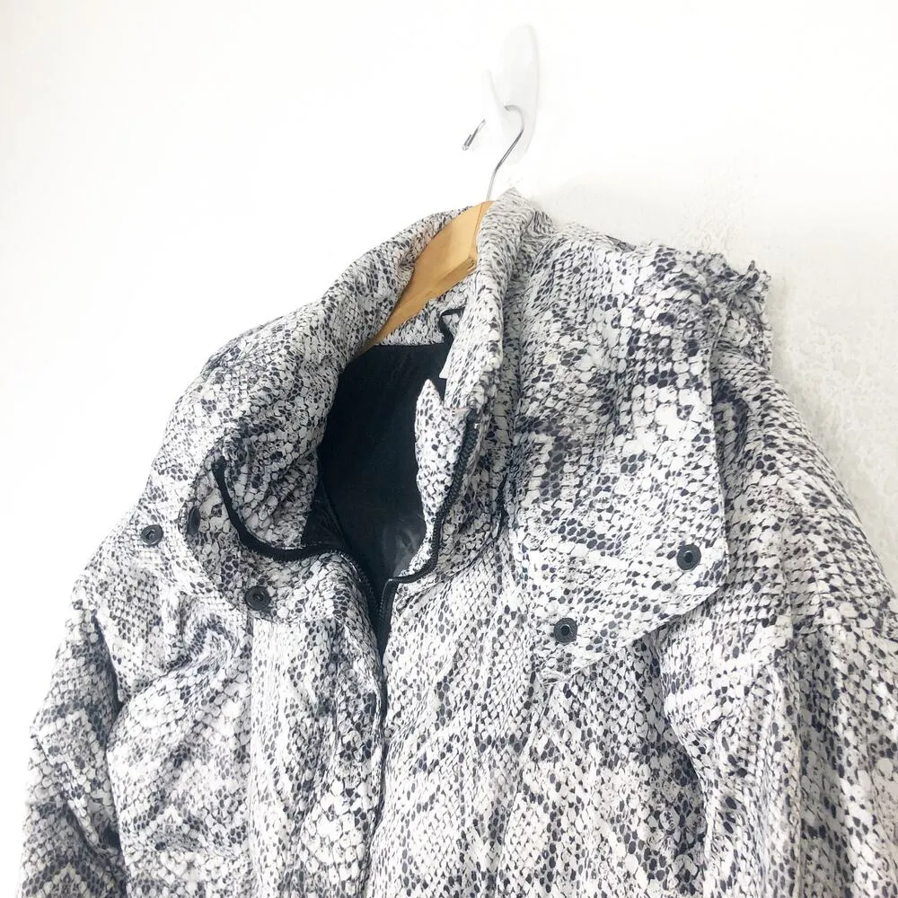 Varley Highland Puffer Snow Jacket Medium Contrast Snakeskin Print Warm Coat - Image 7