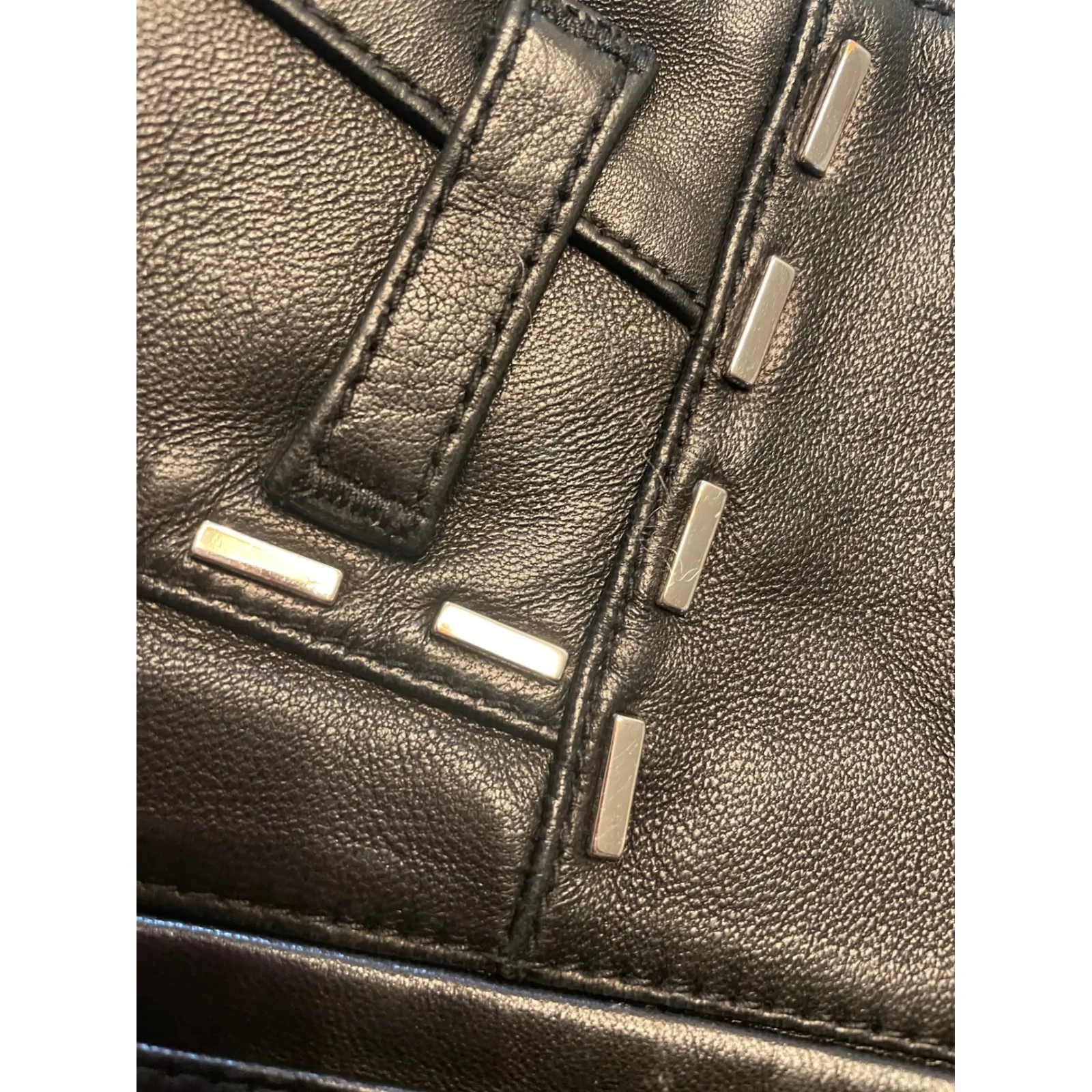 IRO Black Leather Embellished High Waist Shorts Size 34 - Image 7