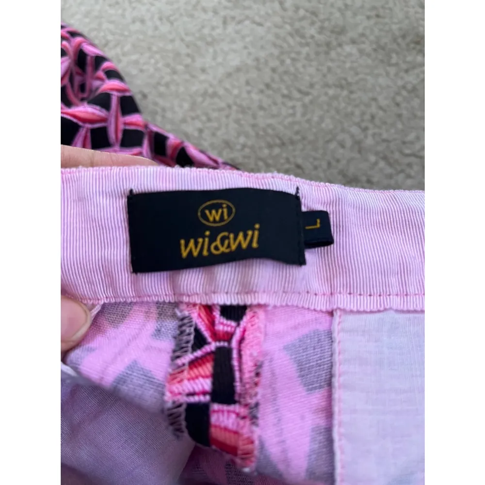 Vintage 90s low rise black pink geometric skinny leg cotton pants Size L - Image 8