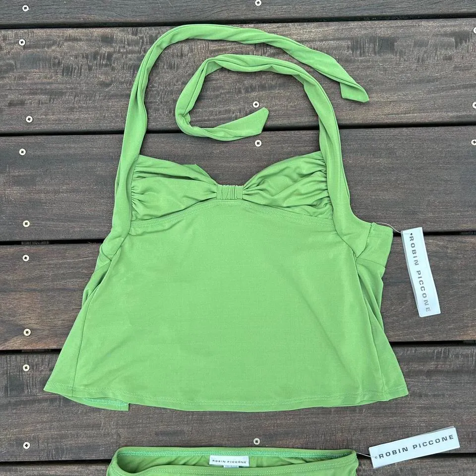NWT Robin Piccone Slime Green Halter Tankini Bikini Set - Image 3