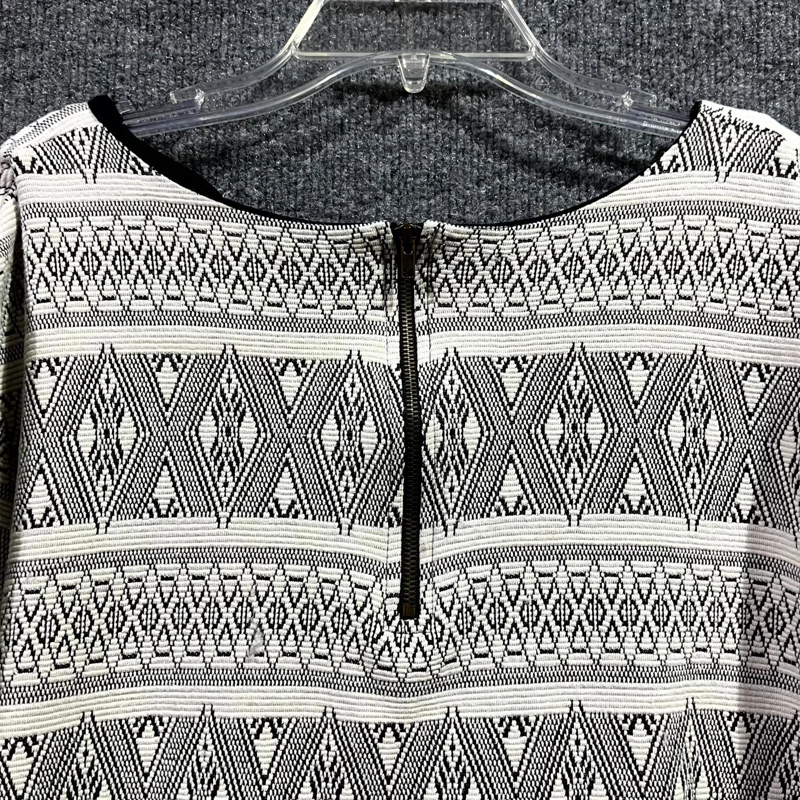 Pleione Tunic Top Womens XL White Black Stretch Geometric Back Zip Everyday Wear - Image 7