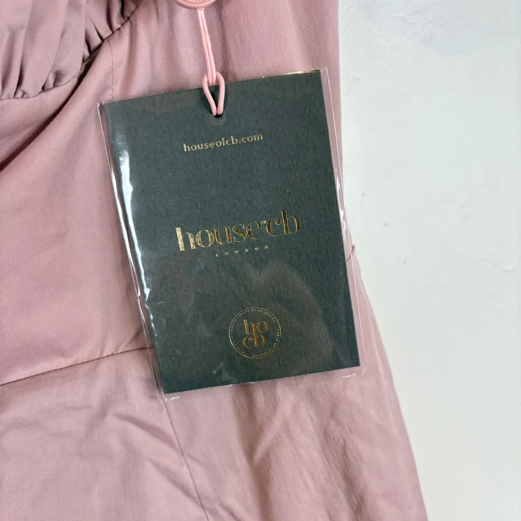 House of CB Tallulah Blush Puff Sleeve Midi Dress Size Medium - Image 4