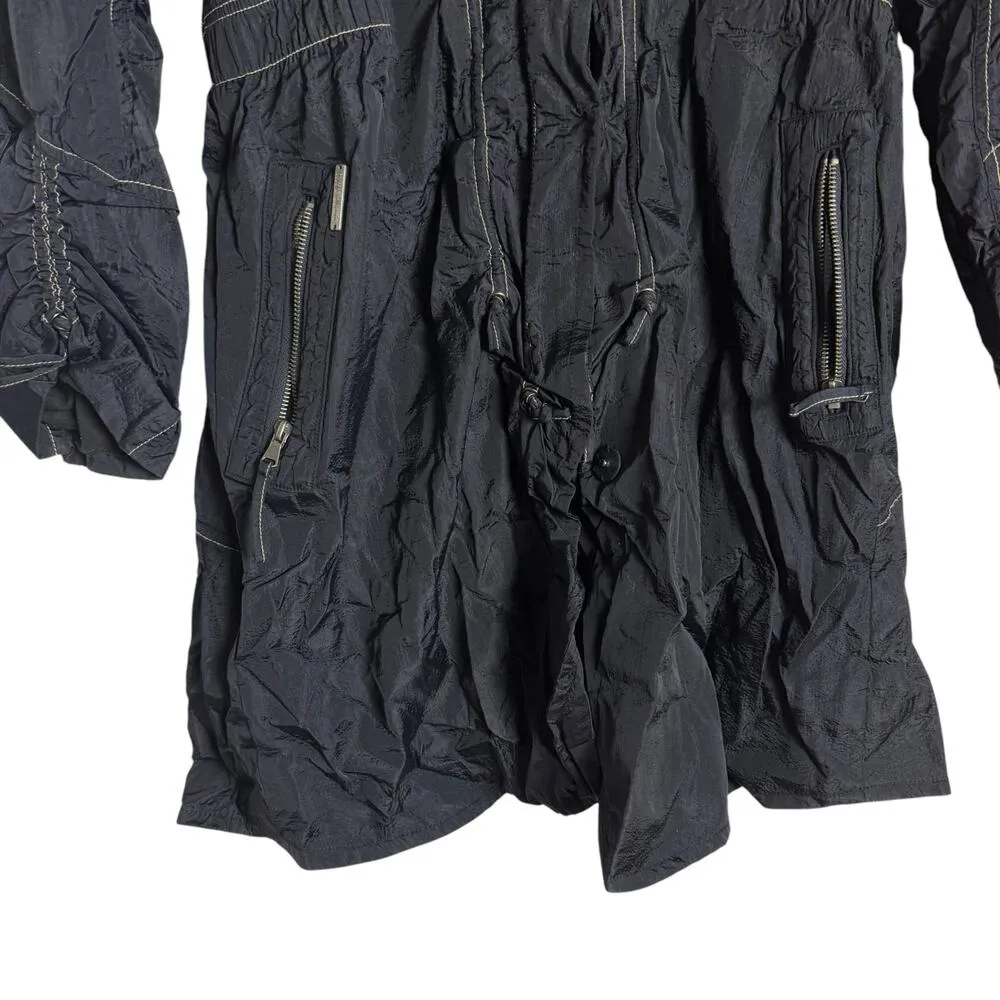 Et Dieu Crea La Femme Black Nylon Fleece Lined Coat Size 10 - Image 5